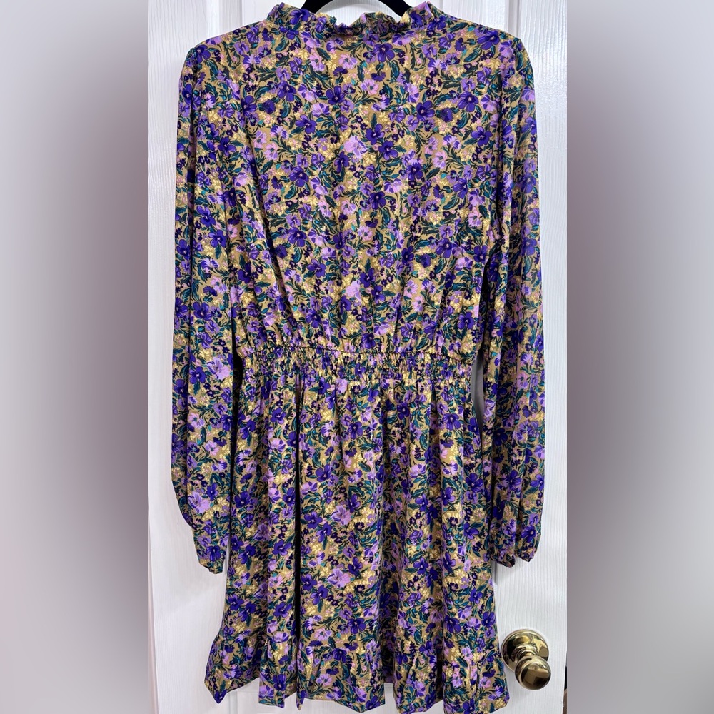 Lost + Wander Mauve Medley Purple Floral Mini Dress (Long Sleeve) - SIZE M - Picture 12 of 15
